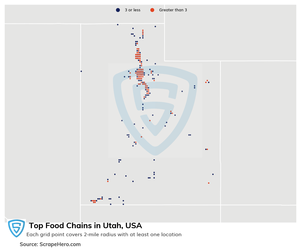 Map of top food chains in Utah in 2025