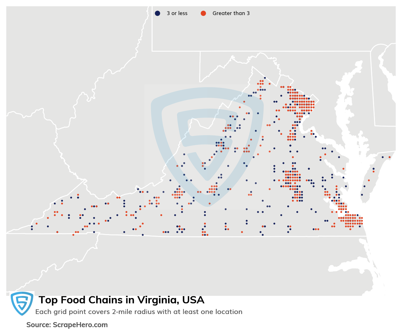 Map of top food chains in Virginia in 2022