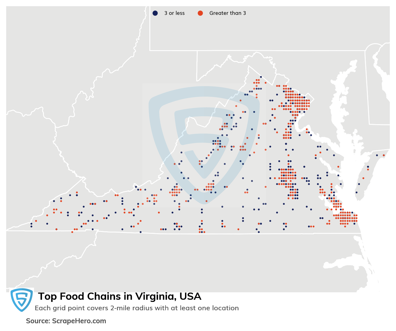 Map of top food chains in Virginia in 2025