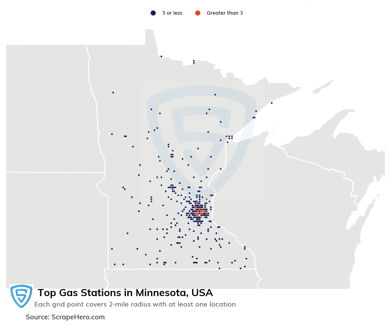 Map of 10 Largest gas stations in Minnesota in 2024 Based on Locations