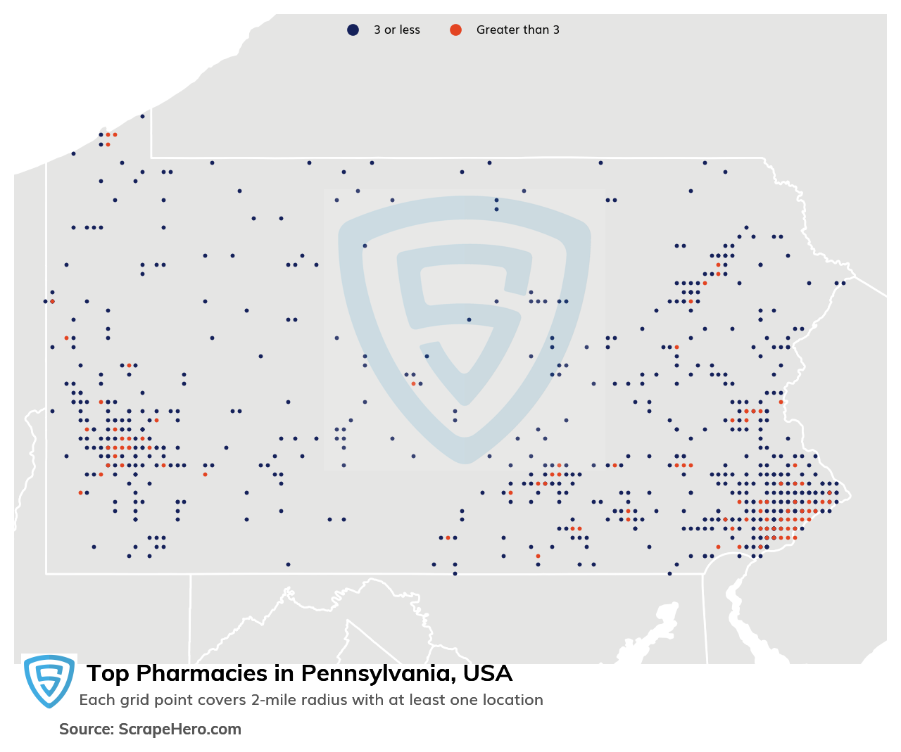 Map of top pharmacies in Pennsylvania in 2025