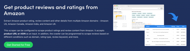 Use Amazon Review Scraper from ScrapeHero Cloud