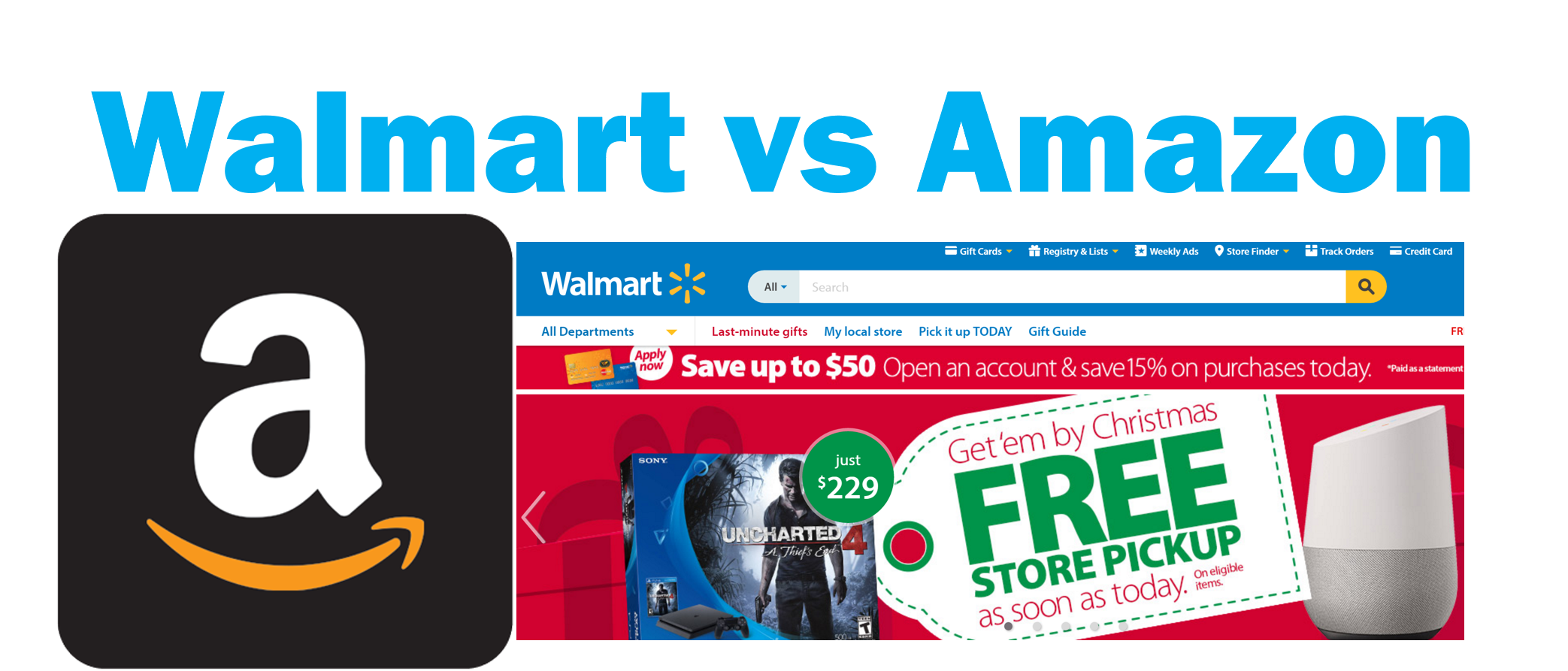 Number of products sold on Walmart.com vs Amazon.com – December 2016