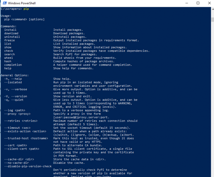 pip-version-windows-10-web-scraping