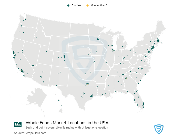 Number of Whole Foods Market locations in the USA in 2023