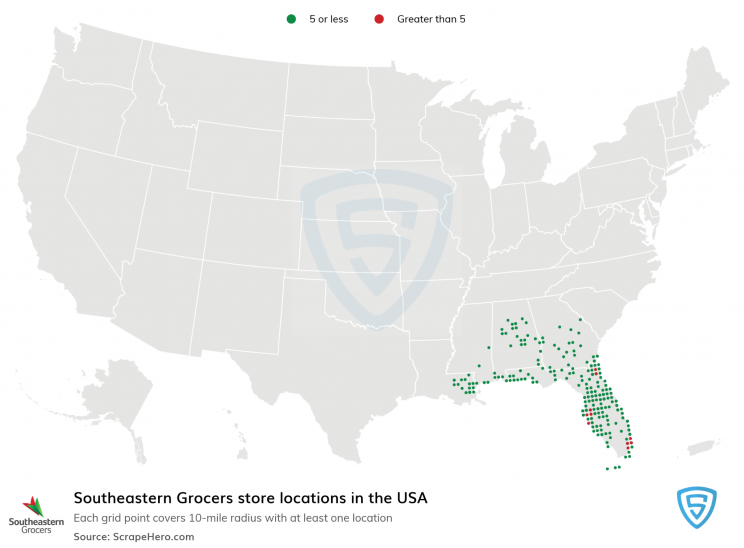Southeastern Grocers store locations in the US