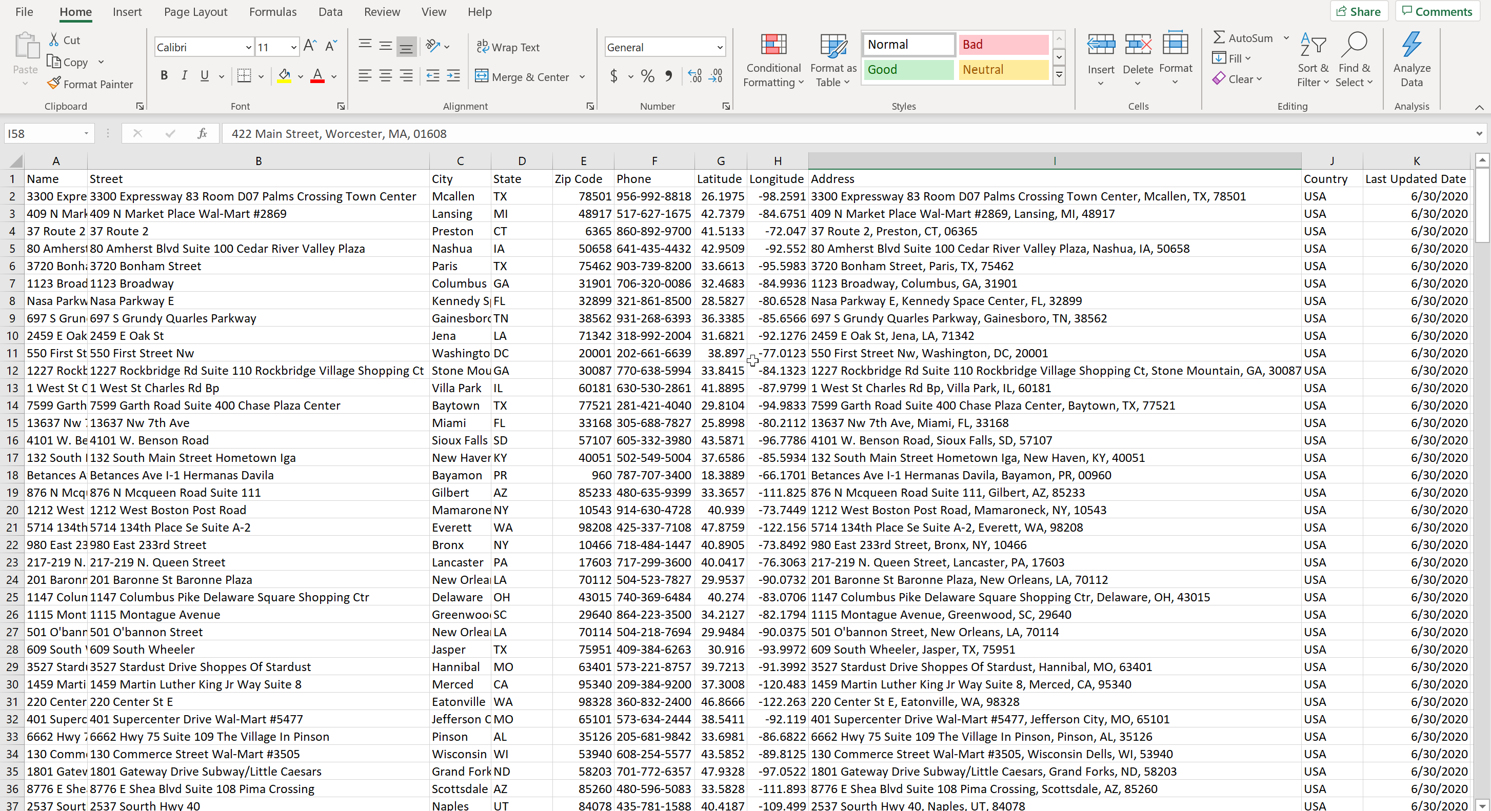 CSV file from ScrapeHero