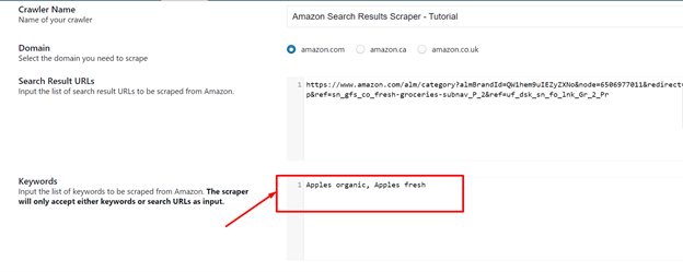 keywords-field-in-Amazon-scraper
