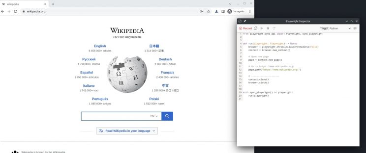 Playwright Codegen navigate to website