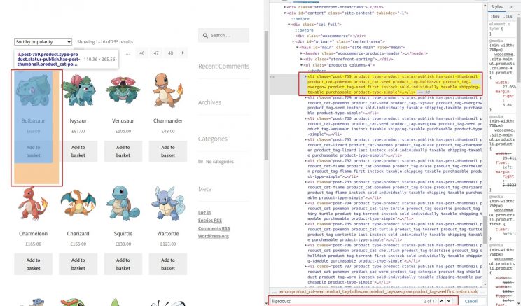 cheerio web scraping listing page inspect elements