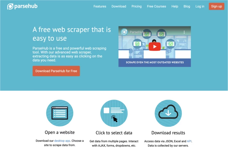 Parsehub, one of the best web scraping tools available.