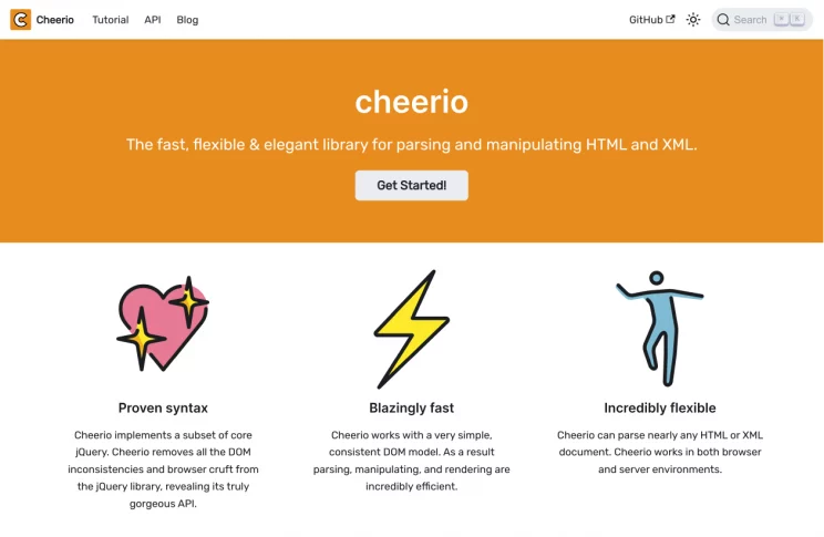 Cheerio, one of the best web scraping tools available.