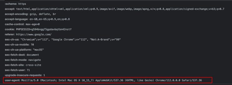 User agent header for web scraping