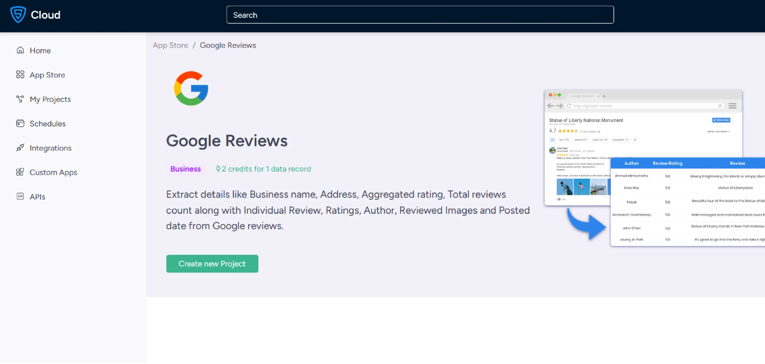 Google Reviews Scraper's home page