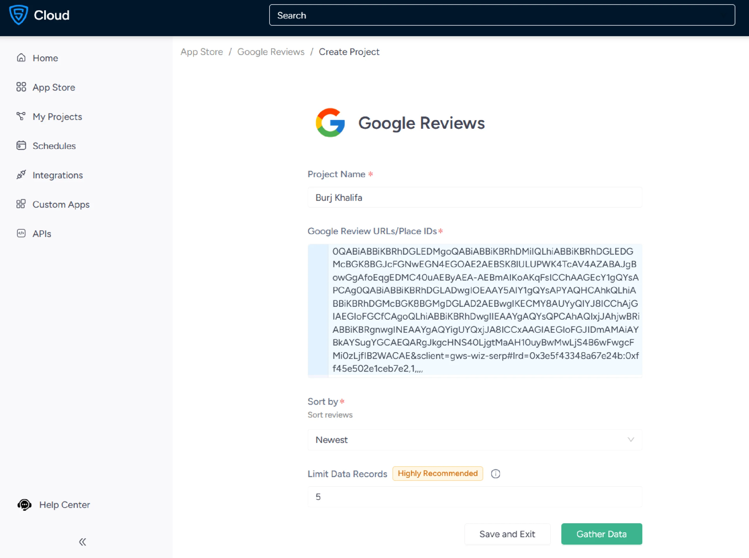 Creating a new Google Reviews Scraper project