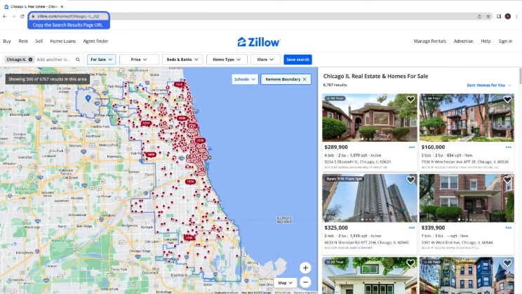 input your query to scrape Zillow housing data of your choice