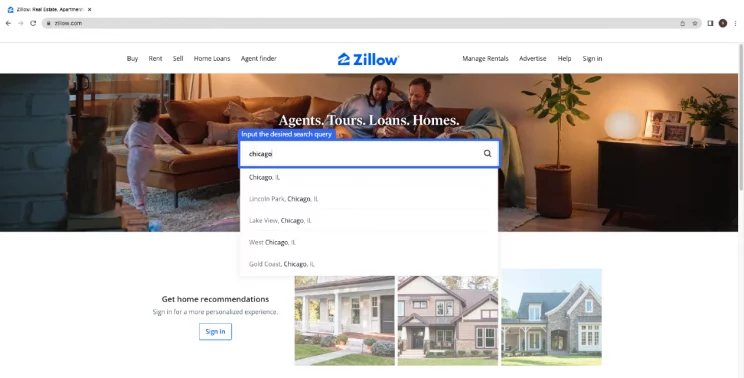 input your query to scrape Zillow housing data of your choice