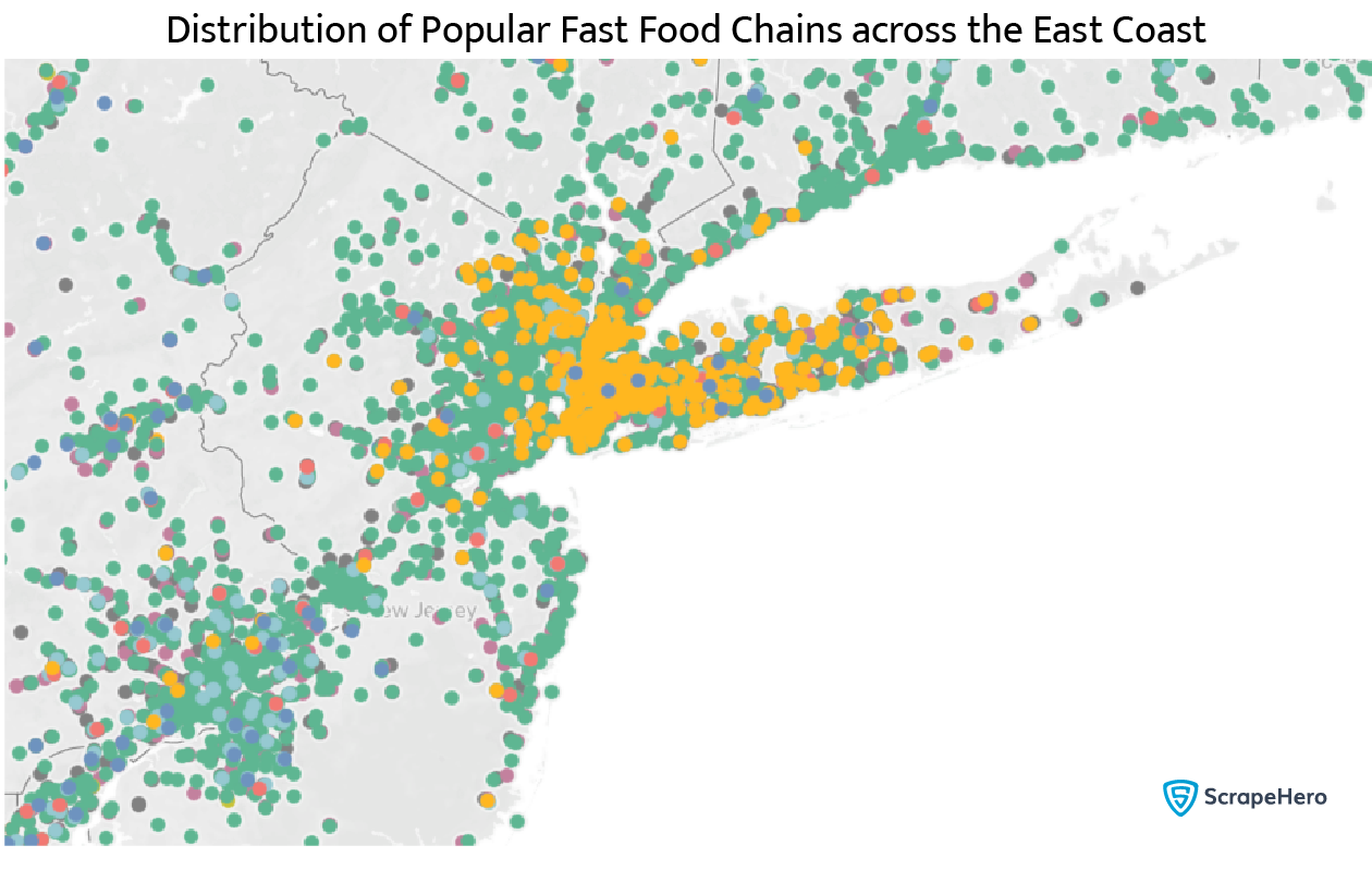  distribution of Fast Food Chains in the US, more specifically New York 
