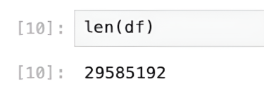 len function and the number of rows of data