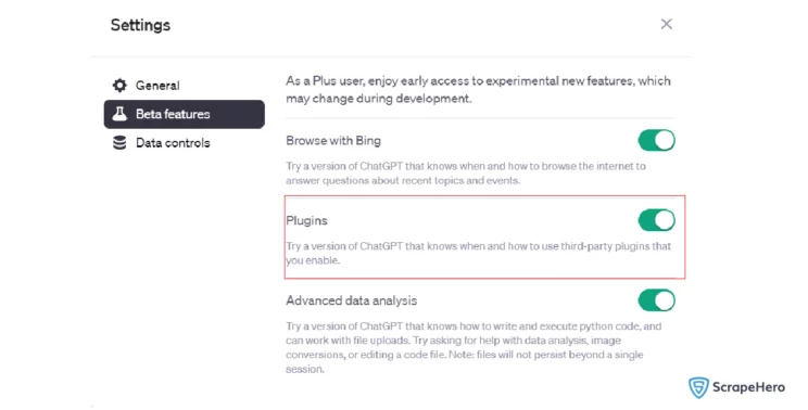 Enabling plugins in ChatGPT