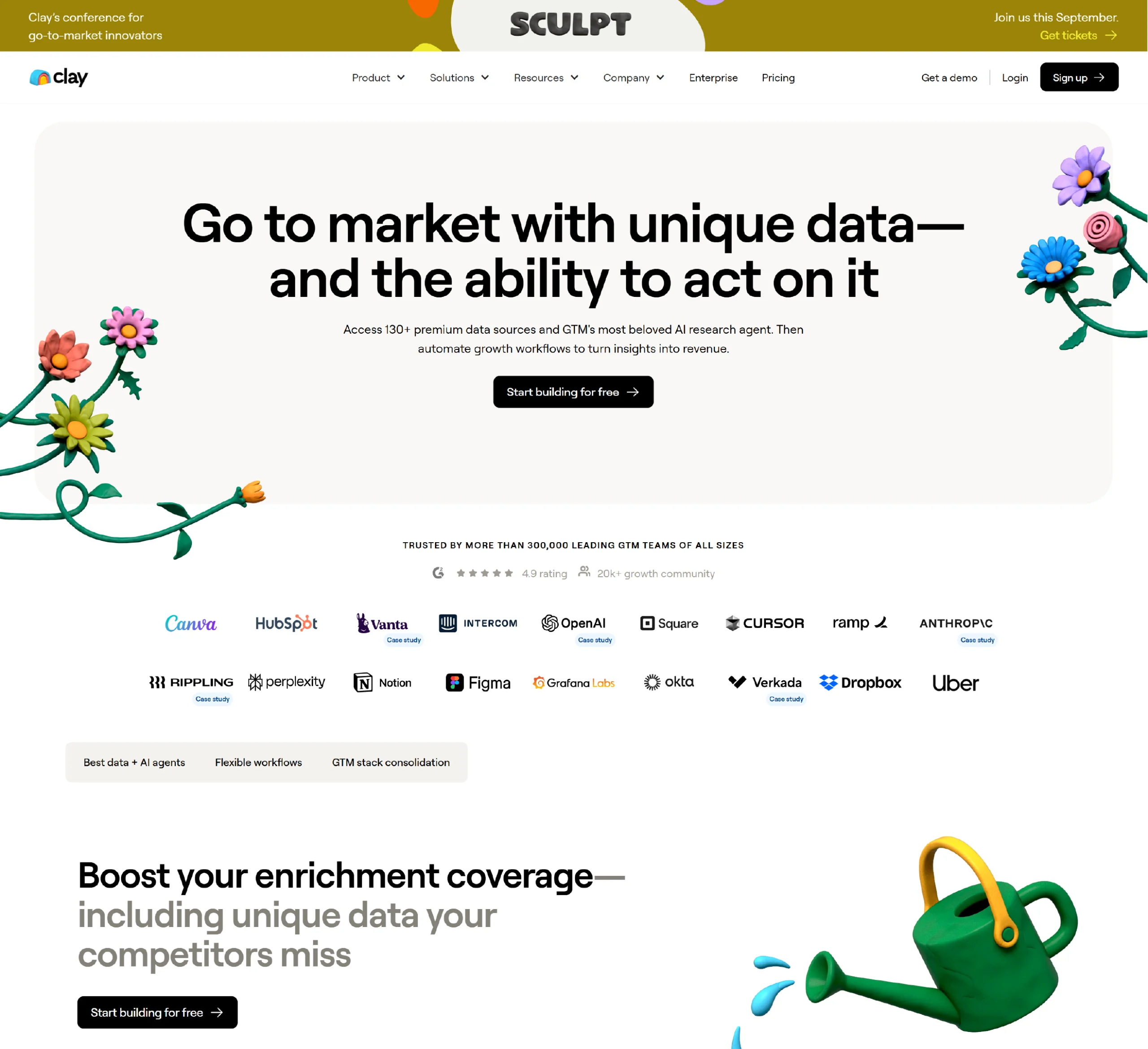 Homepage of Clay.com
