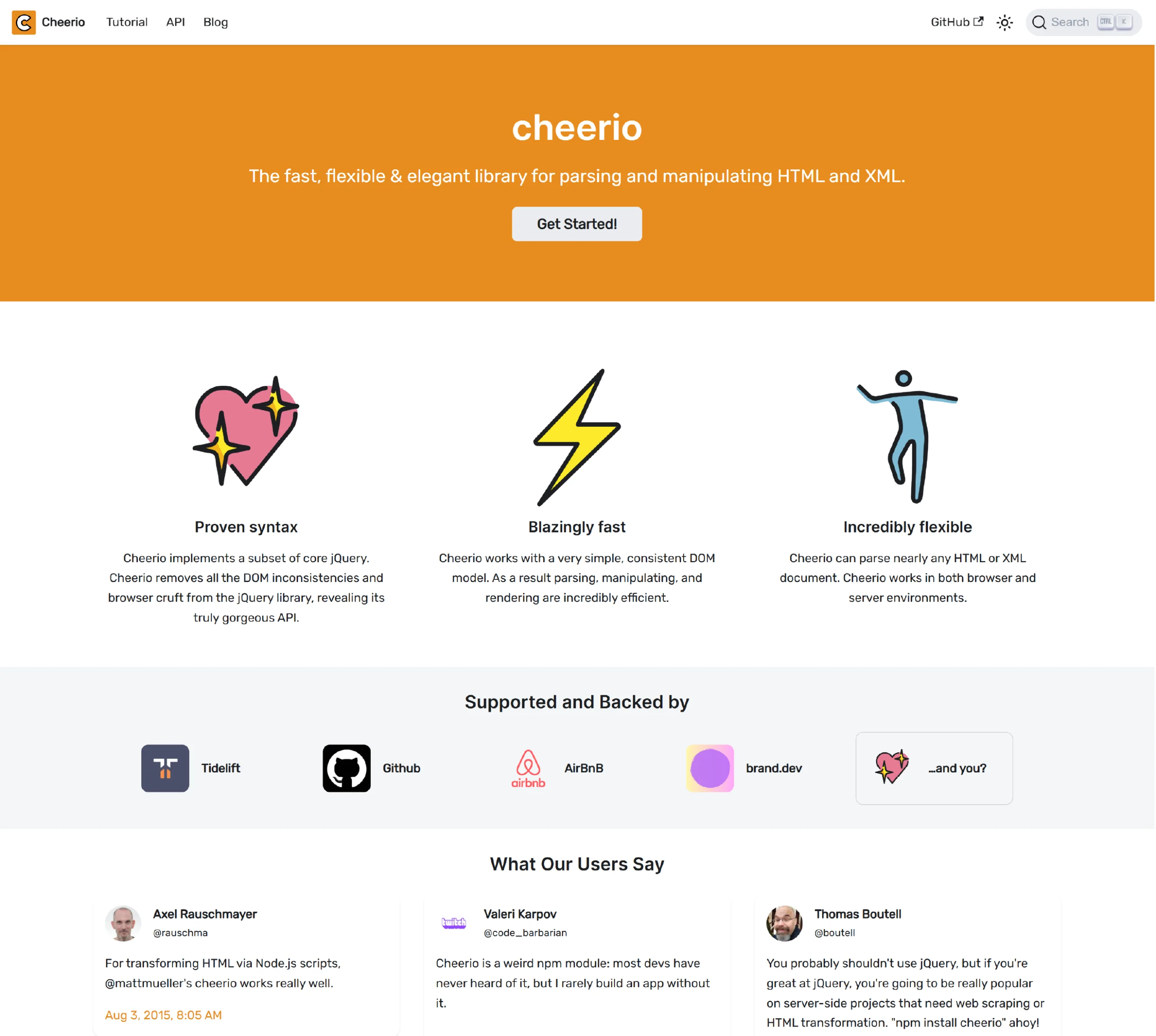 Homepage of Cheerio