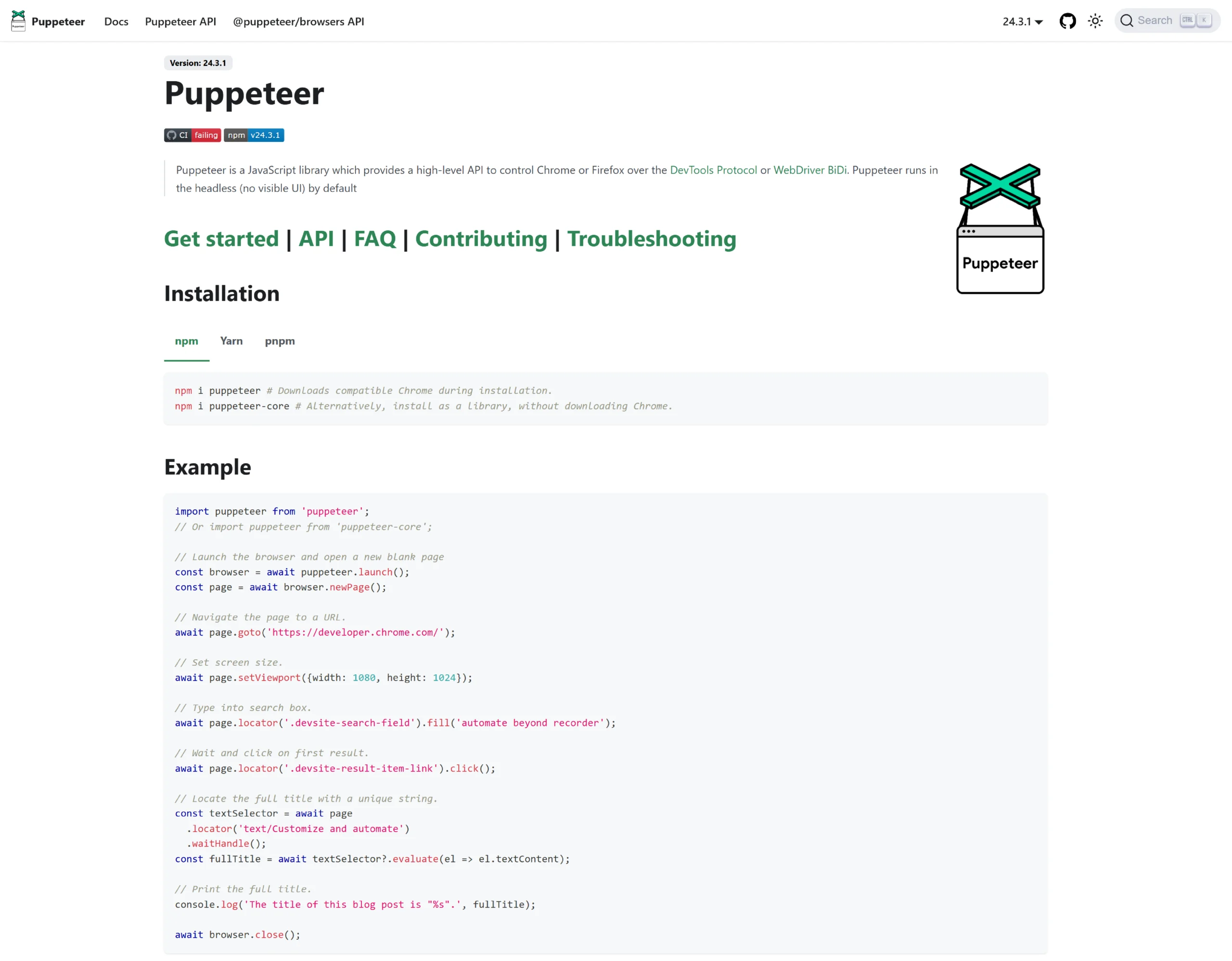 Homepage-Puppeteer