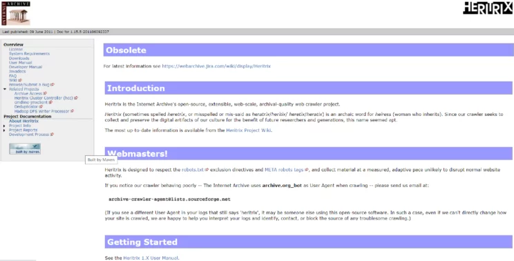 Heritrix website