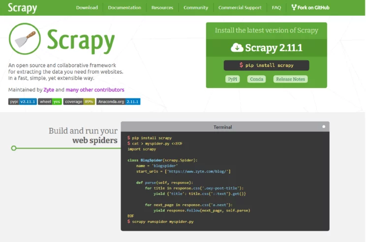 Scrapy website