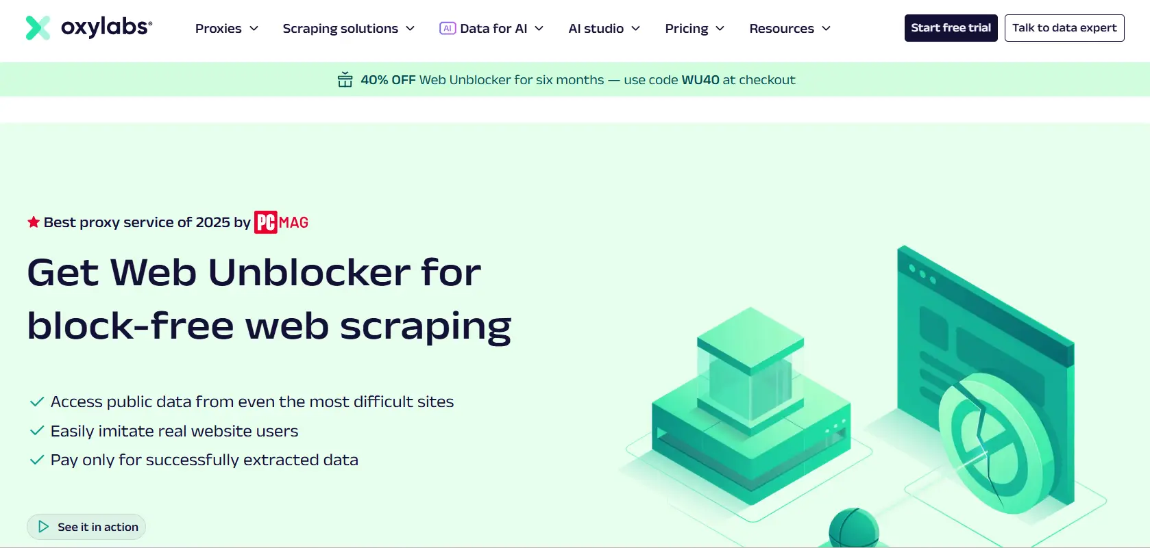 Home page of Oxylab’s Web Unblocker
