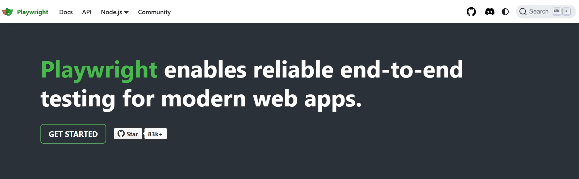 Home page of Playwright