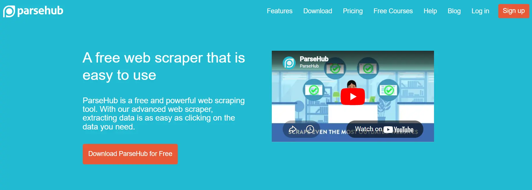 Home page of Parsehub