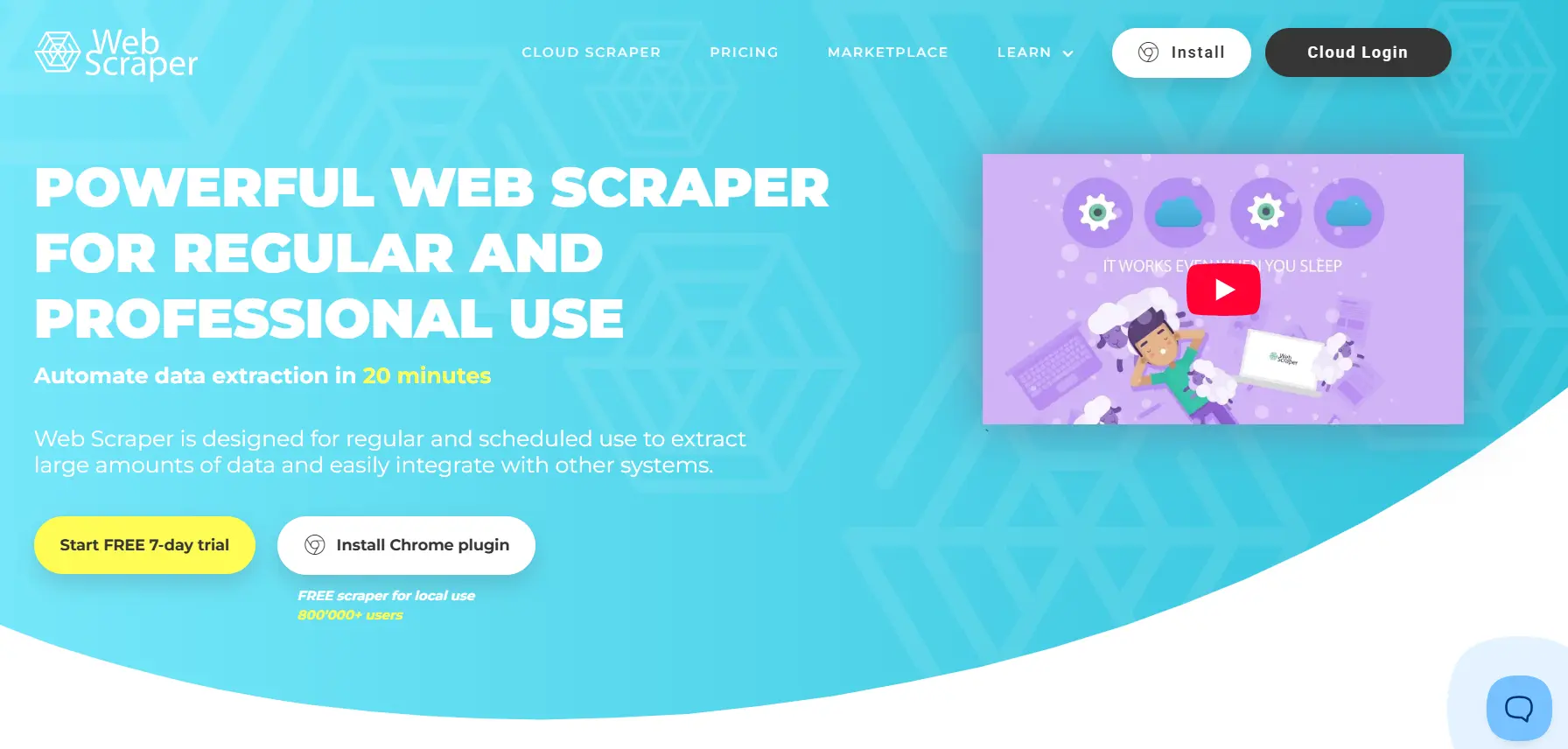 Home page of Web Scraper.io
