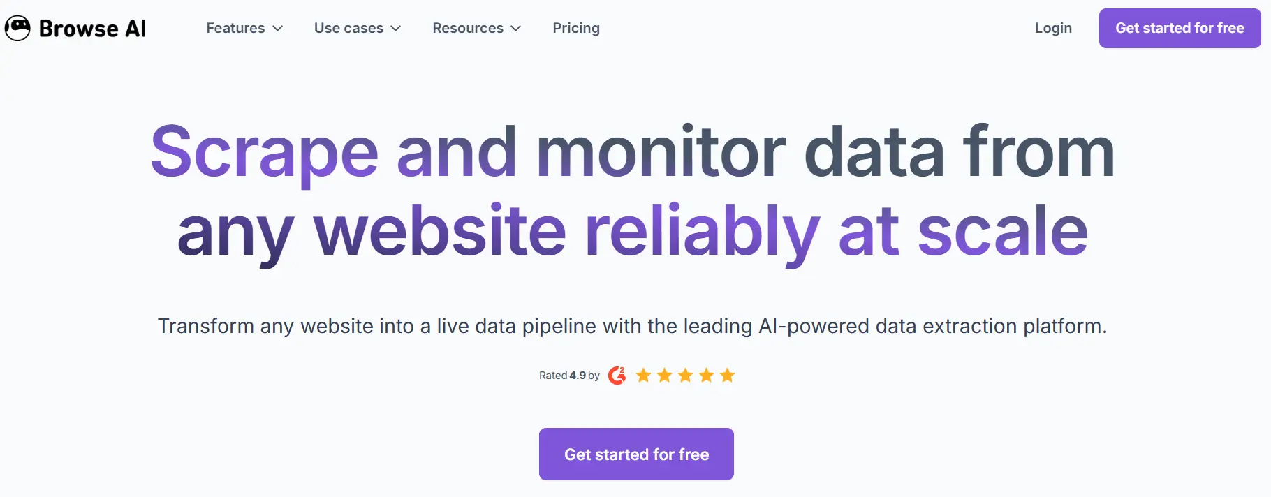 Home page of Browse AI