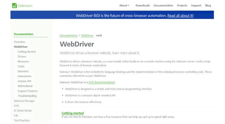 Selenium WebDriver website