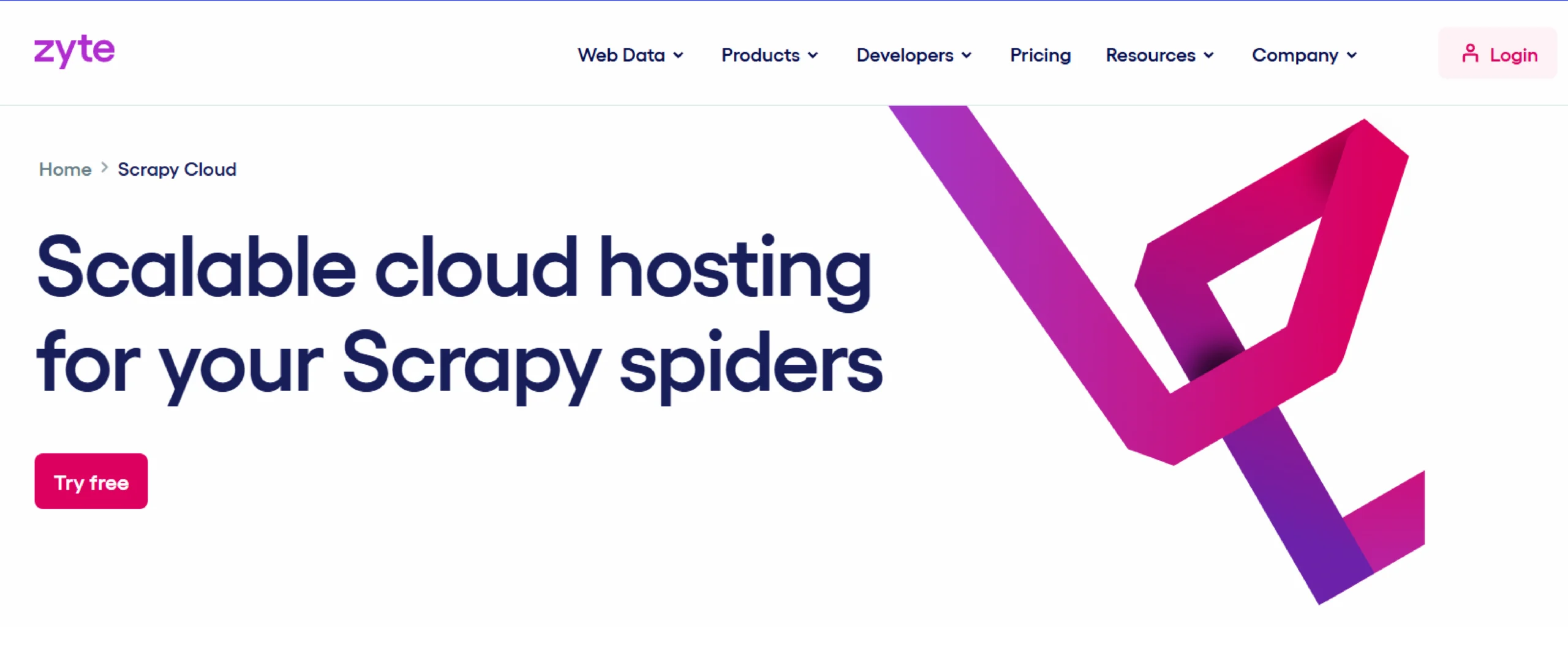 Home page of Scrapy Cloud, one of the cloud-based web scraping solutions available in 2025. 