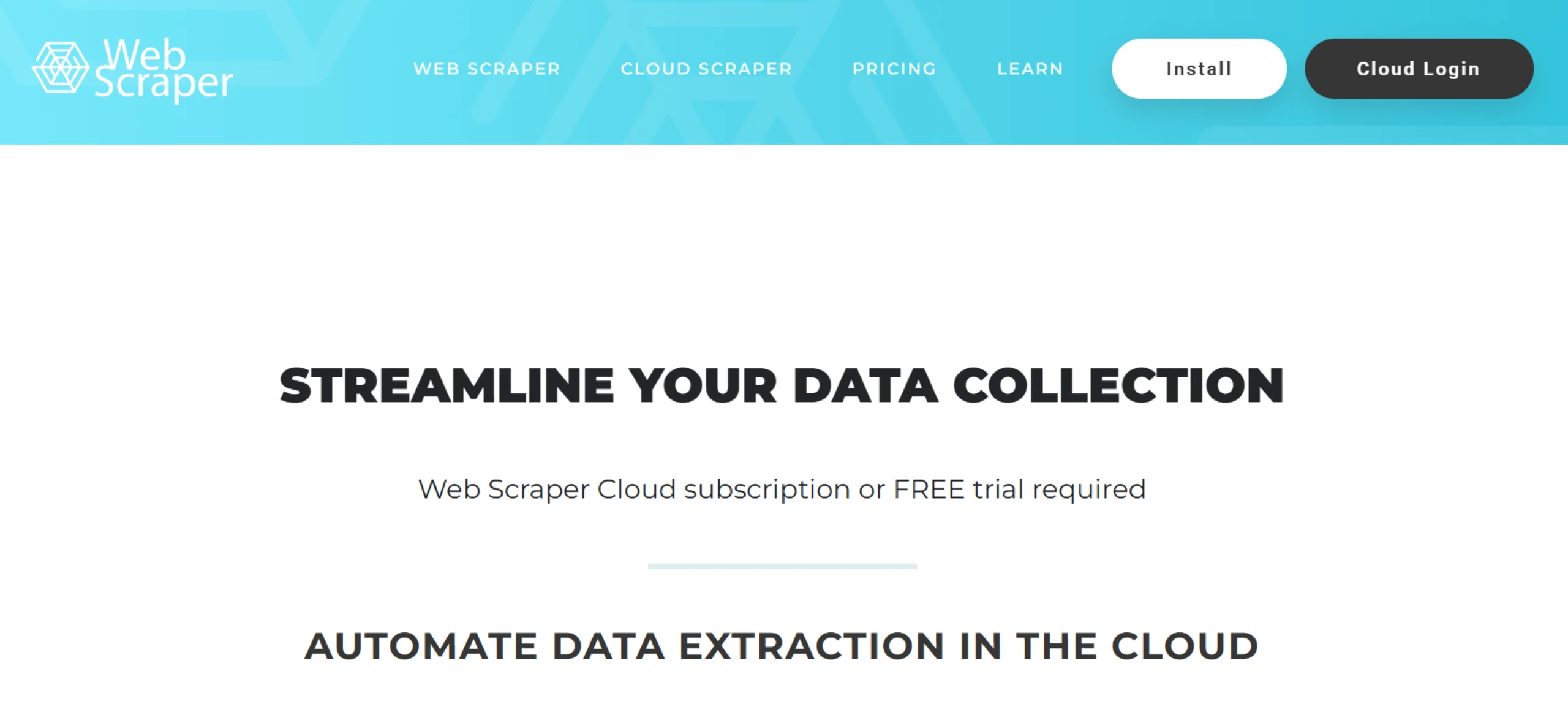 Home page of Cloud Scraper, one of the cloud-based web scraping solutions available in 2025.