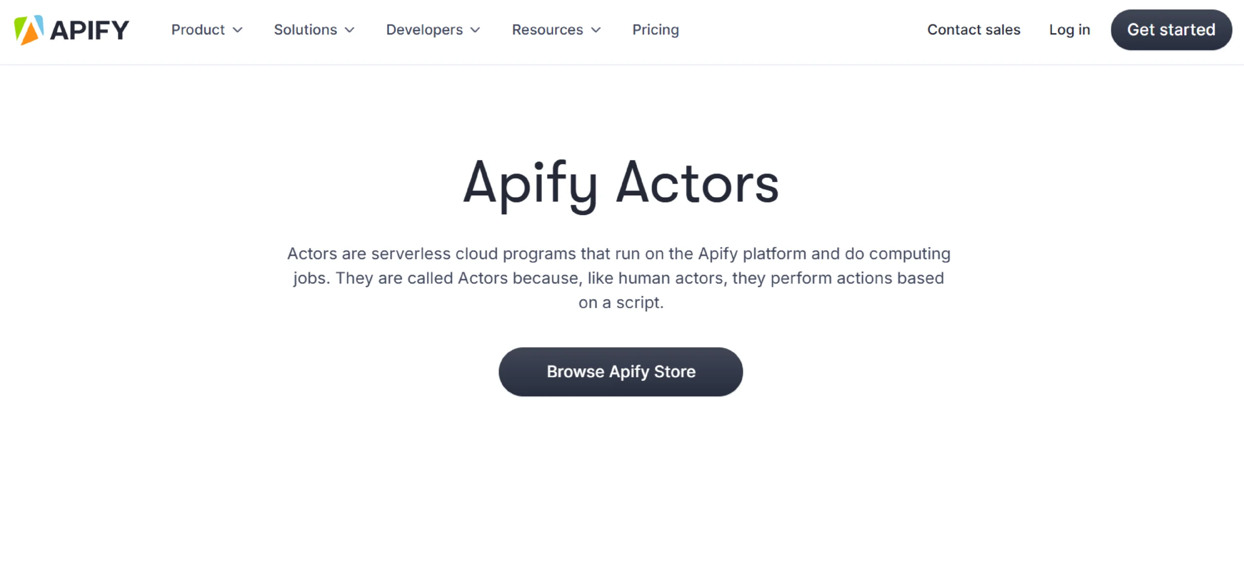 Screenshot of the home page of Apify, one of the top cloud web scraping providers in 2025. 