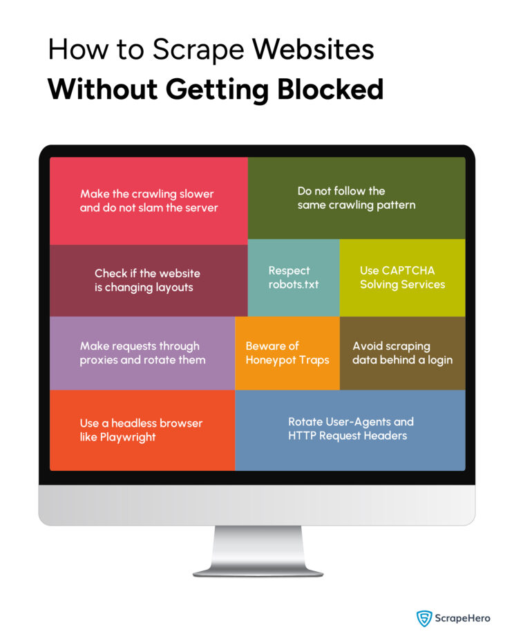 Best practices to follow for web scraping without getting blocked.