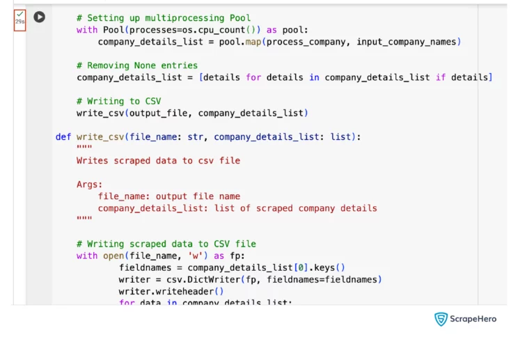 Screenshot showing code execution time with Parallelism