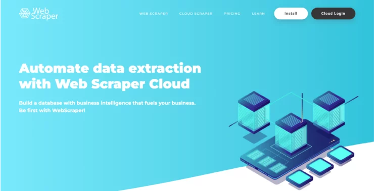 screenshot showing the home page of Web Scraper.io
