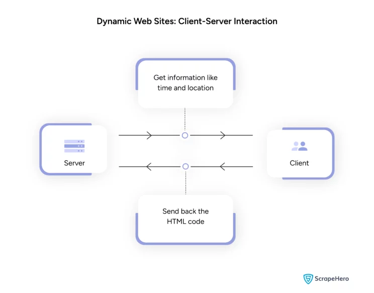 Infographic representing client-server interaction on dynamic web pages using server-side scripts 