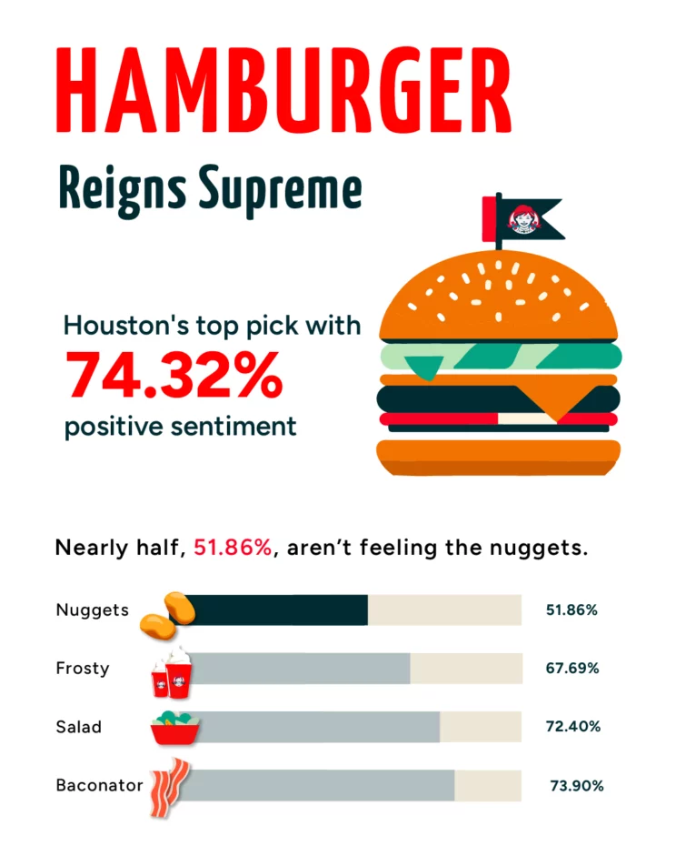 A hero infographic showing insights from a review analysis of Wendy’s in Houston. 