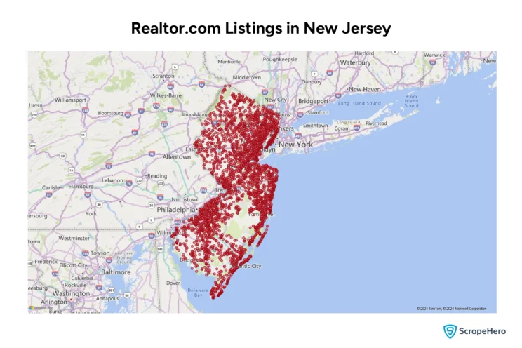 map showing the real estate market of New Jersey