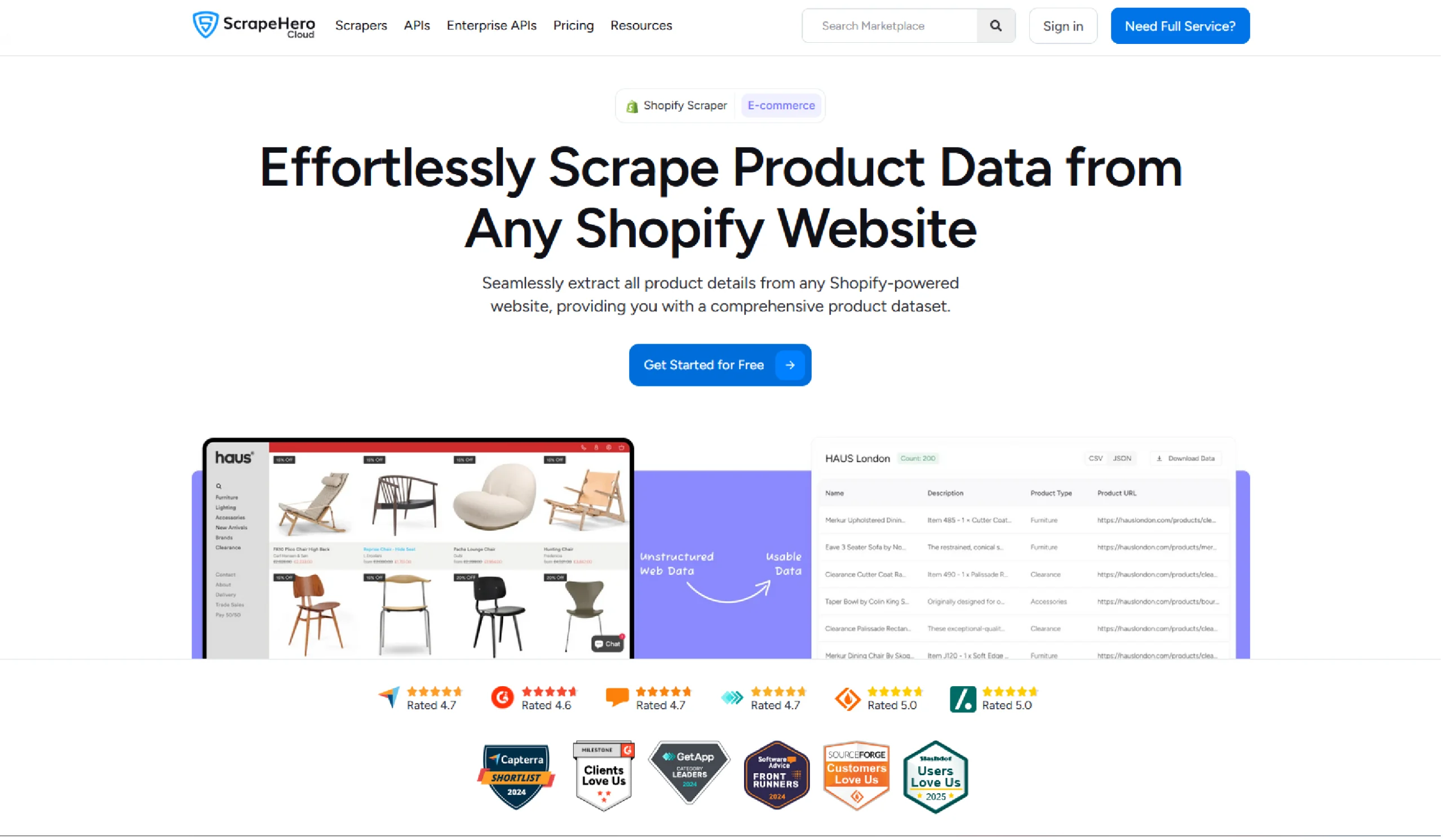 The homepage of Shopify Price Monitoring Scraper