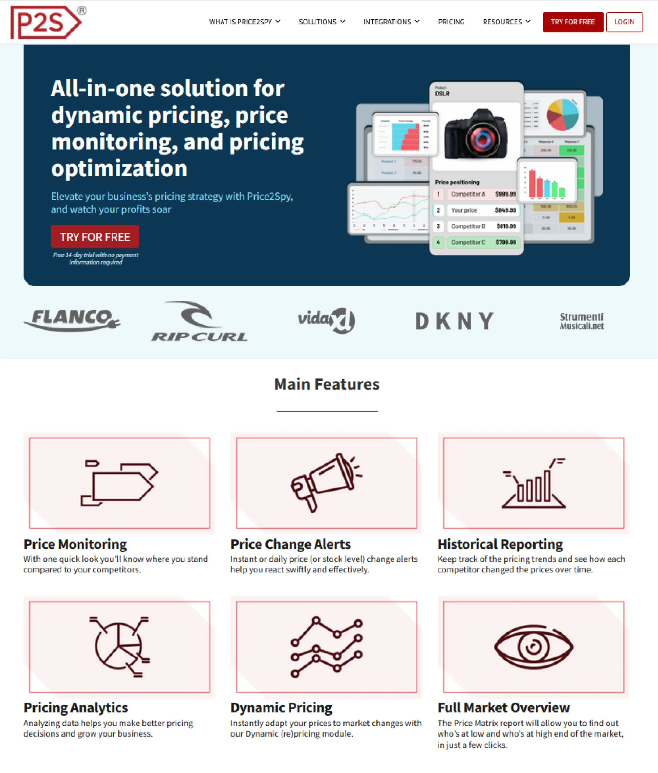 The homepage of Price2Spy