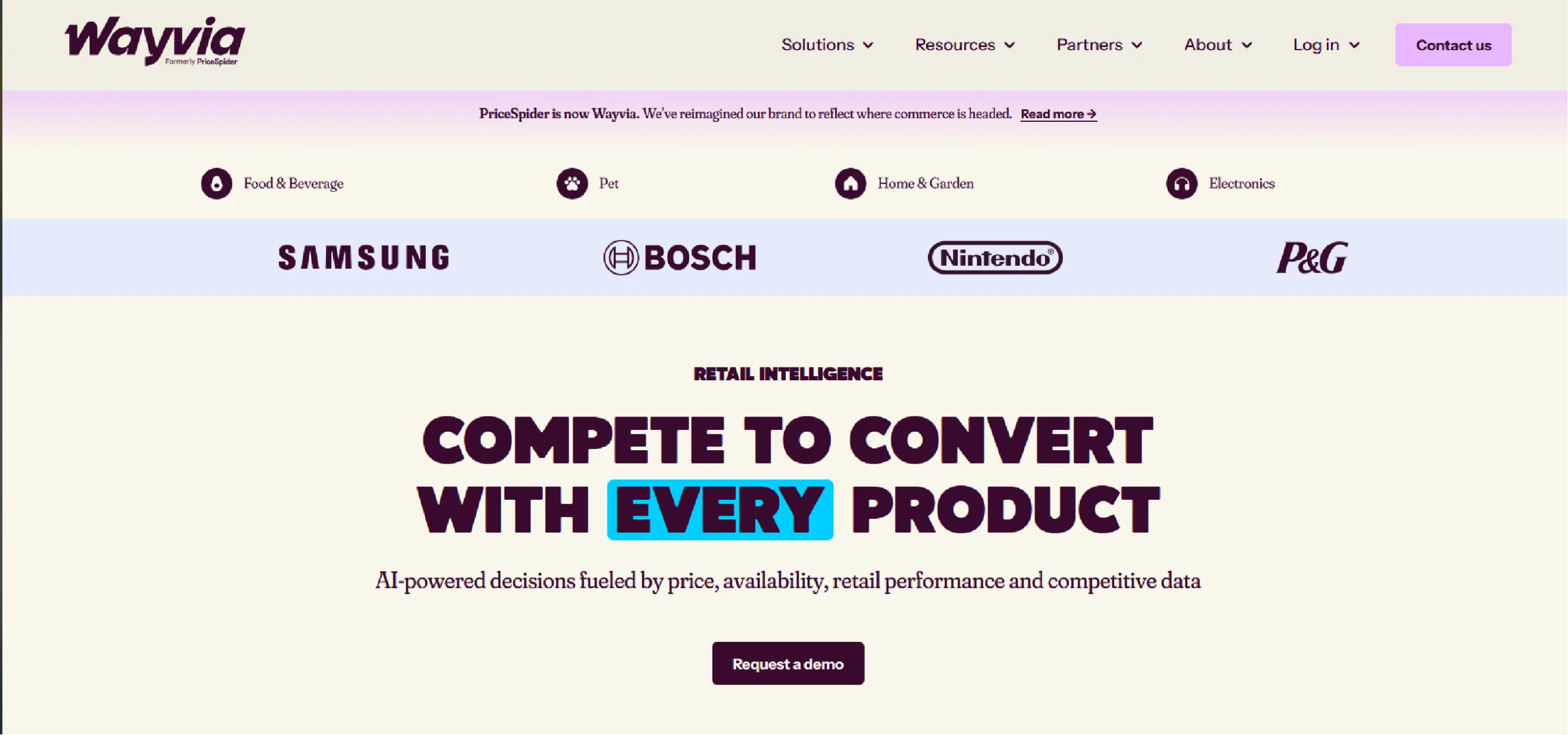 The homepage of Wayvia