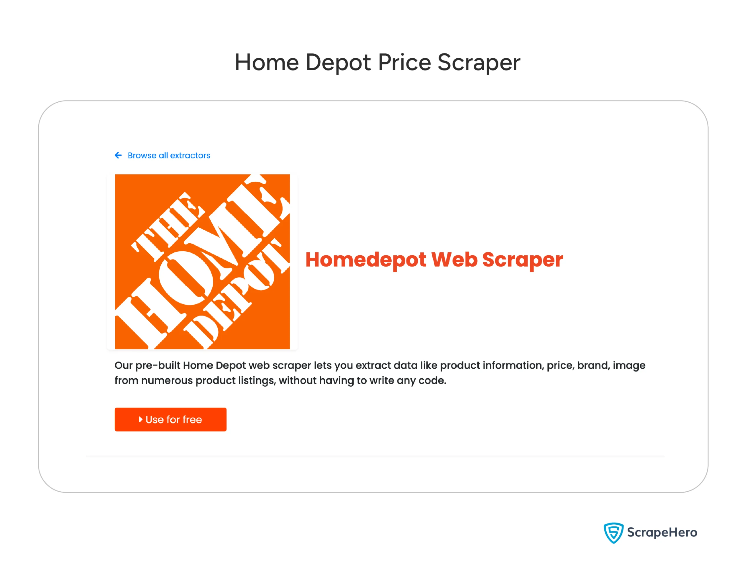 Home Depot price scraper product page interface