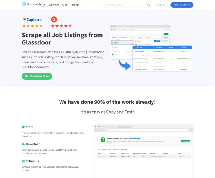 ScrapeHero Glassdoor Listings Scraper