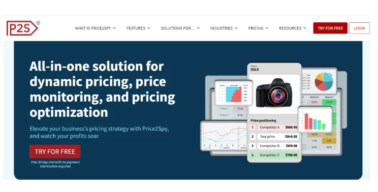 The home page of Price2Spy
